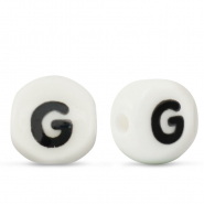 Buchstaben Perlen aus Keramik G White-black
