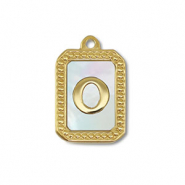 Stainless Steel - Rostfrei Stahl  Anh&auml;nger Muschel Salzwasserperlmutt Initiale O Gold-white (Naturliche Farbe Muschel)