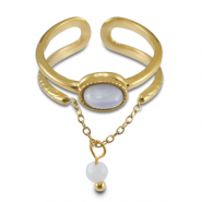 Ringe aus Stainless Steel - Rostfreiem Stahl mit Naturstein Gold-lilac purple-white
