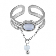 Ringe aus Stainless Steel - Rostfreiem Stahl mit Naturstein Silver-lilac purple-white