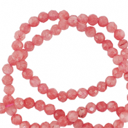Naturstein Perlen 3mm Facett geschliffen Living coral red