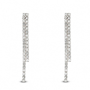 Ohrringe / Ohrstecker aus Stainless Steel - Rostfreiem Stahl mit ungleichm&auml;&szlig;igem Strass Silver