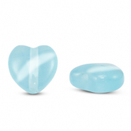 Glasperlen Cat's Eye Herz Sky blue