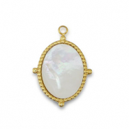 Stainless Steel - Rostfrei Stahl Anh&auml;nger Muschel Oval Gold-white (Naturliche Farbe)