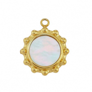 Stainless Steel - Rostfrei Stahl Anh&auml;nger Muschel Sonne Gold-white (Naturliche Farbe)