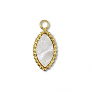Stainless Steel - Rostfrei Stahl Anh&auml;nger Muschel Oval Gold-white (Naturliche Farbe)