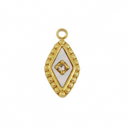 Stainless Steel - Rostfrei Stahl Anh&auml;nger Muschel Rhombus Gold-white (Naturliche Farbe)