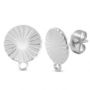 Stainless Steel - Rostfrei Stahl Schmuckzubeh&ouml;r Ohrringe / Ohrstecker rund mit &Ouml;se Silver