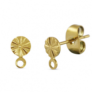 Stainless Steel - Rostfrei Stahl Schmuckzubeh&ouml;r Ohrringe / Ohrstecker rund mit &Ouml;se Gold