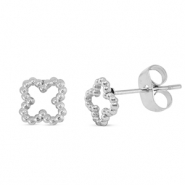 Ohrringe / Ohrstecker aus Stainless Steel - Rostfreiem Stahl Gl&uuml;cksklee Silver