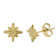 Ohrringe / Ohrstecker aus Stainless Steel - Rostfreiem Stahl Stern Gold