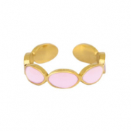 Ringe aus Stainless Steel - Rostfreiem Stahl Enamel Oval Lilac-gold