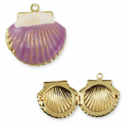 Brass TQ Metall Anh&auml;nger Muschel Gold-purple
