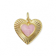 Brass TQ Metall Anh&auml;nger Herz Gold-light pink marble