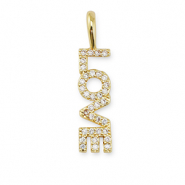 Brass TQ Metall Anh&auml;nger Zirkonia "Love" Gold