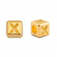 Metall Perlen Buchstabe DQ X Gold (Nickelfrei)
