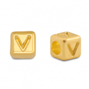 Metall Perlen Buchstabe DQ V Gold (Nickelfrei)