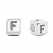 Metall Perlen Buchstabe DQ F Antik silber (Nickelfrei)