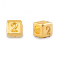 Metall Perlen Buchstabe DQ 2 Gold (Nickelfrei)