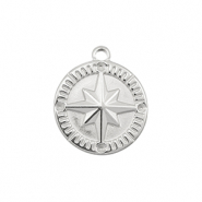 Stainless Steel - Rostfrei Stahl Anh&auml;nger Kompass Silver