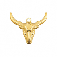 Stainless Steel - Rostfrei Stahl Anh&auml;nger Texas-Langhornsch&auml;del Gold