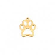 Stainless Steel - Rostfrei Stahl Anh&auml;nger Hund Pfote Gold