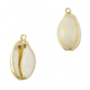 Muschel Anh&auml;nger Specials Kaurimuschel Cream yellow-gold