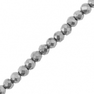H&auml;matit Perlen Rund 3mm Facett geschliffen Silver