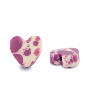 Naturstein Perlen Herz Purple-white-brown