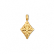 Stainless Steel - Rostfrei Stahl Anh&auml;nger Rhombus mit blume Gold