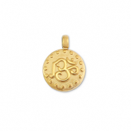 Stainless Steel - Rostfrei Stahl Anh&auml;nger Rund mit indischem Zeichen Gold