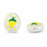 Acrylperlen Oval mith Zitrone Pearl-yellow-green