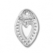 Metall Anh&auml;nger Oval mit Herz Silver