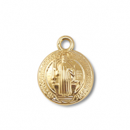 Metall Anh&auml;nger Rund mit Heiligenfigur Gold