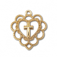 Metall Anh&auml;nger Herz mit Kreuz Gold
