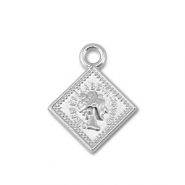 Metall Anh&auml;nger Rhombus mit Queen Elisabeth Silver