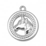 Metall Anh&auml;nger Rund mit Pferd Silver