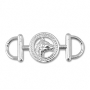 Metall Anh&auml;nger Zwischenst&uuml;ck Runde mit Pferd Silver