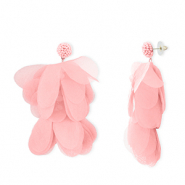 Trendy Ohrringe/Ohrstecker Chiffon Blume Peach pink-gold