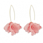 Trendy Ohrringe Chiffon Blume Peach pink-gold