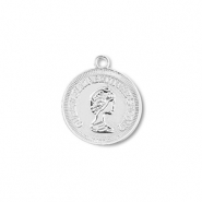 Metall Anh&auml;nger Rund mit Queen Elisabeth Silver