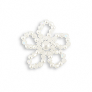 Statement-Anh&auml;nger Top Glas Facett Perlen & Perlen Blume Pearl white-transparent