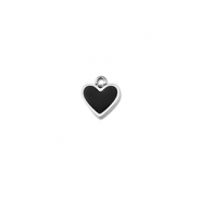 Stainless Steel - Rostfrei Stahl Anh&auml;nger Herz Silver-black