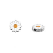 Stainless Steel - Rostfrei Stahl Perlen Daisy Silver-white