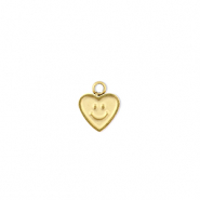 Stainless Steel - Rostfrei Stahl Anh&auml;nger Herz mit Smiley Gold