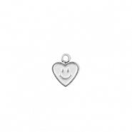 Stainless Steel - Rostfrei Stahl Anh&auml;nger Herz mit Smiley Silver