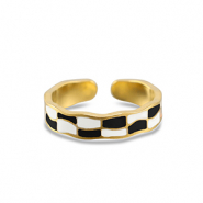 Ringe aus Stainless Steel - Rostfreiem Stahl Blockmuster Gold