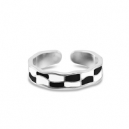 Ringe aus Stainless Steel - Rostfreiem Stahl Blockmuster Silver