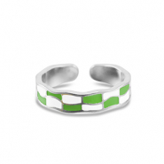 Ringe aus Stainless Steel - Rostfreiem Stahl Blockmuster Silver