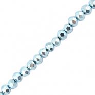 Top Glas Facett Perlen 4x3mm Rondellen Metallic light blue